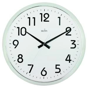 image of Acctim Orion Silent Sweep Wall Clock 320mm Chrome White 21287