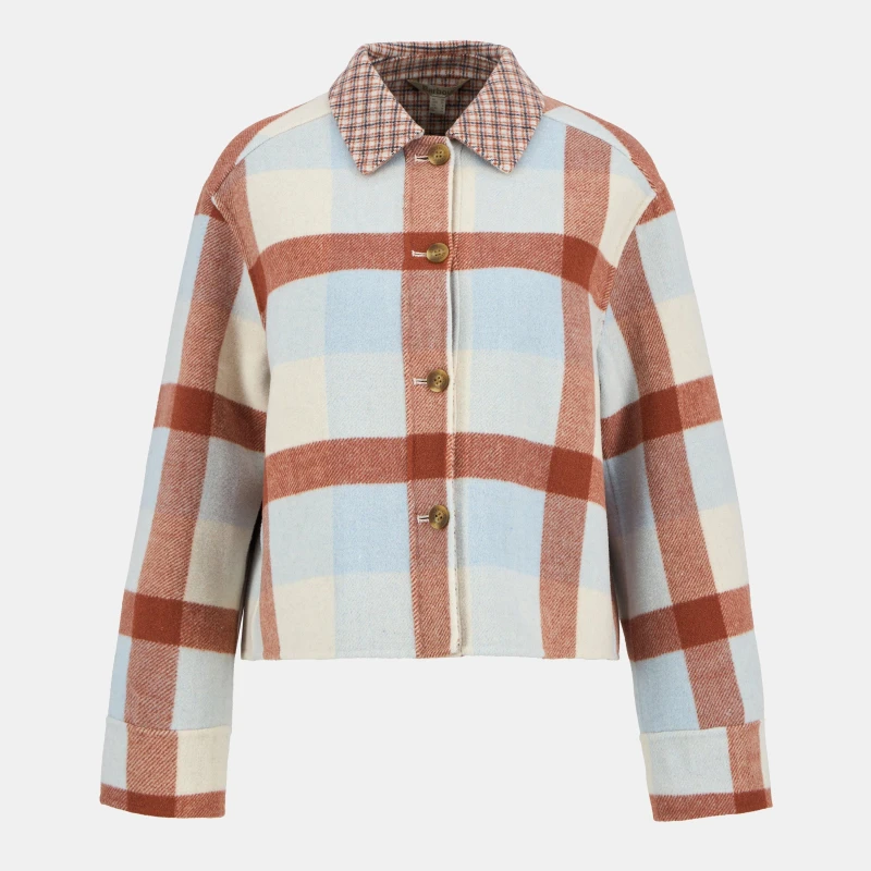 Image of Barbour Womens Robyn Tartan Wool Blend Overshirt Multi Check female 16 (XL)