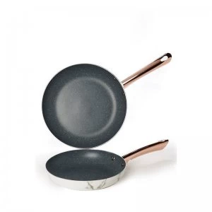 image of Tower Marble and Rose Gold 2 Piece Fry Pan Set