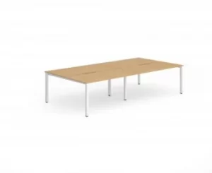 Image of B2B White Frame Bench Desk 1200 Beech (4 Pod)
