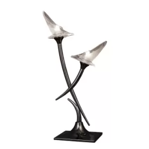 image of Flavia Table Lamp 2 Light G9, Black Chrome