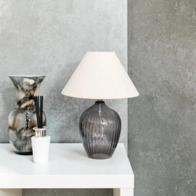 Image of VALUELIGHTS Glass Base Table Lamp Bedside Light Fabric Cream Tapered Shade Living Room Light - Grey - No Bulb 26458
