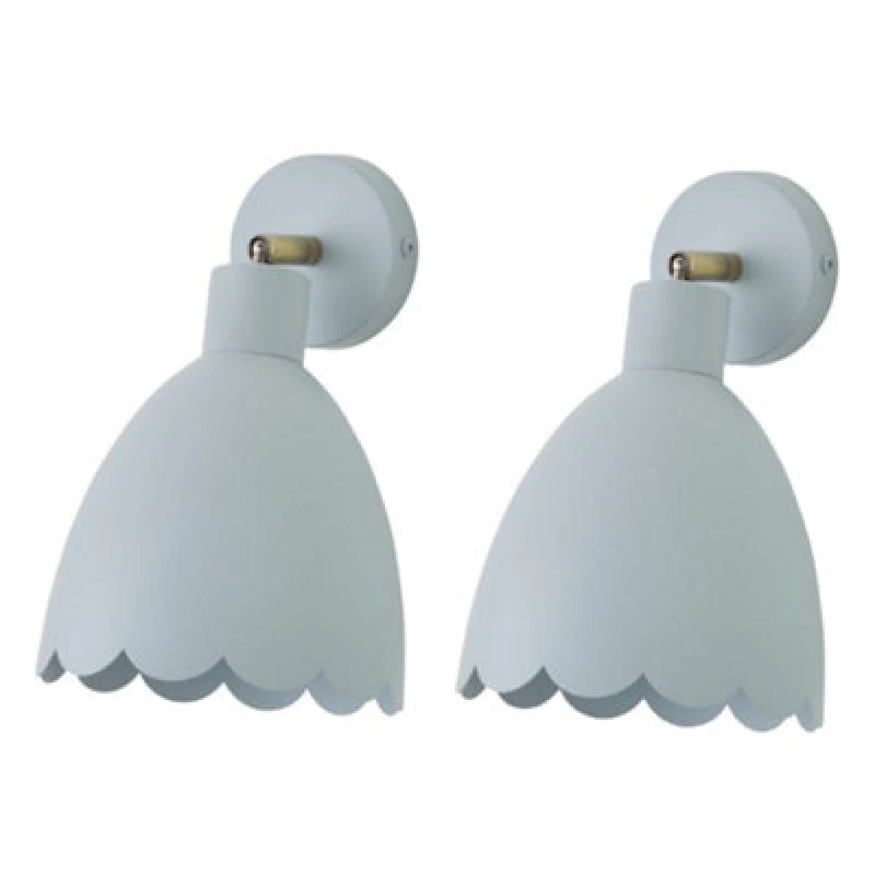 Image of Valuelights Millie Pair Of Powder Blue Scallop Adjustable Wall Lights And Bulbs