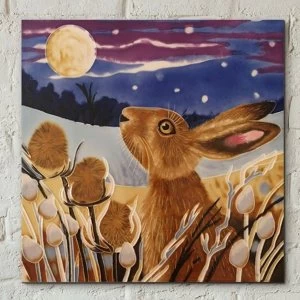 Image of Tile 8x8 Moon Gazing Hare By Judith Yates Wall Art