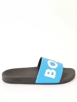 Image of BOSS Aryeh Slider, Black/Blue, Size 43, Men