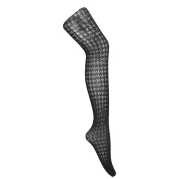 Image of Jonathan Aston Sheer Houndstooth Tights - Black