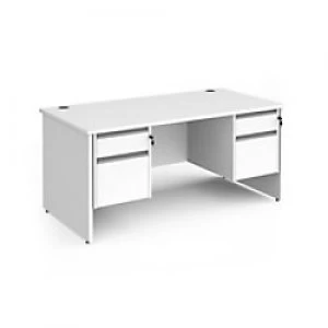 Image of Dams International Straight Desk with White MFC Top and Silver Frame Panel Legs and 2 x 2 Lockable Drawer Pedestals Contract 25 1600 x 800 x 725mm