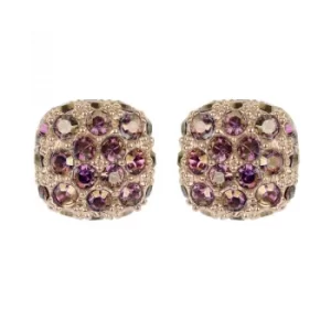 image of Ladies Adore Rose Gold Plated Pave Cushion Earrings