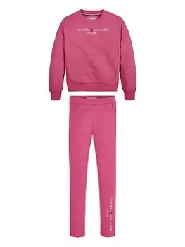 Image of Tommy Hilfiger Girls Essential Legging Set - Dark Pink Size Age: 16 Years, Women