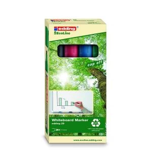 Image of Edding e-28 EcoLine Whiteboard Marker Bullet Tip Assorted Ref 4-28-4