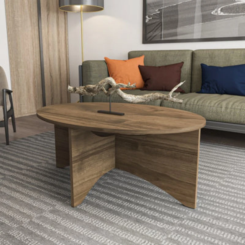 Image of Decorotika Solo 100 Cm Oval Coffee Table Walnut