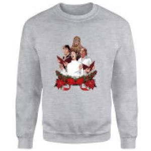 Image of Star Wars Jedi Carols Grey Christmas Sweatshirt - S - Grey