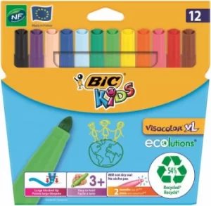 image of Bic Kids Visacolor Extra Large Felt Tip Pens Assorted Colours (Pack 12