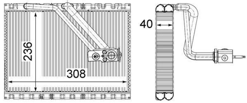 Image of MAHLE AE 128 000P Evaporator with expansion valve Evaporator,air conditioning (471)