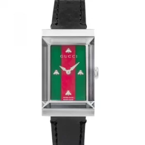 image of G-Frame Watch, 21x34mm Quartz Green Red Mother of Pearl Dial Ladies Watch