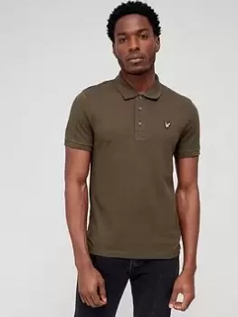 Image of Lyle & Scott Plain Polo Shirt - Olive Size S, Men