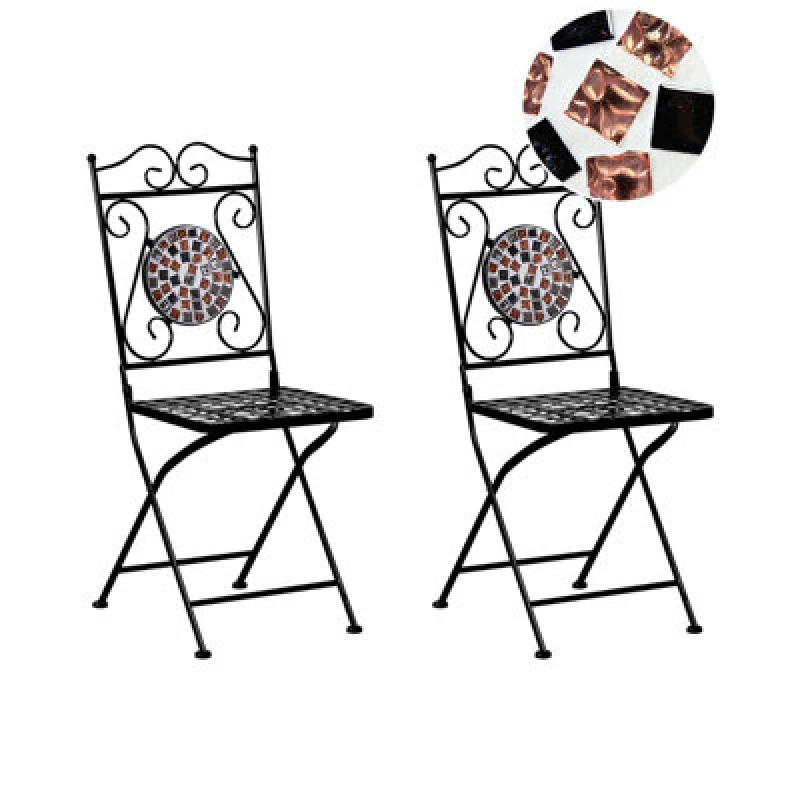 Image of Beliani Set Of 2 Garden Chairs Carpino Metal Black
