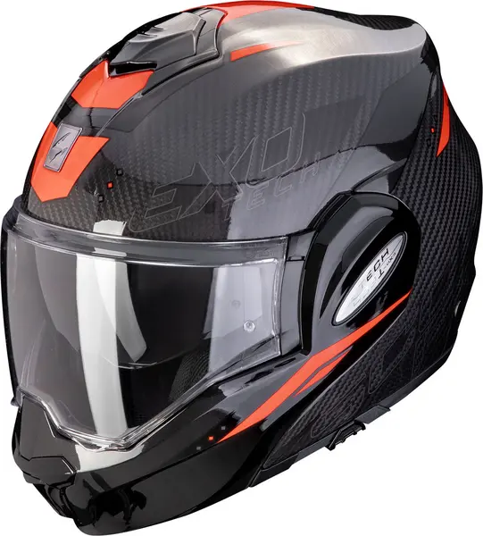 Scorpion Exo-Tech Evo Carbon Rover Black Red Modular Helmet Size 2XL