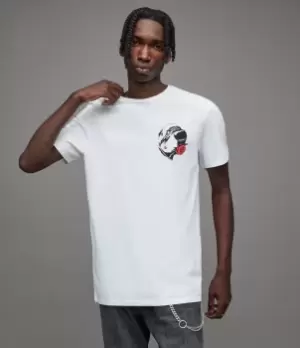 Image of AllSaints Mens Maneater Crew T-Shirt, Optic White, Size: S