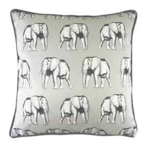 Image of Safari Elephant Repeat Cushion White
