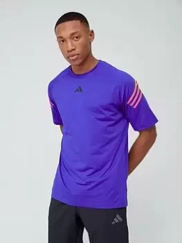 Image of adidas Performance Train Icons 3-Stripes Training T-Shirt - Blue Size M, Men