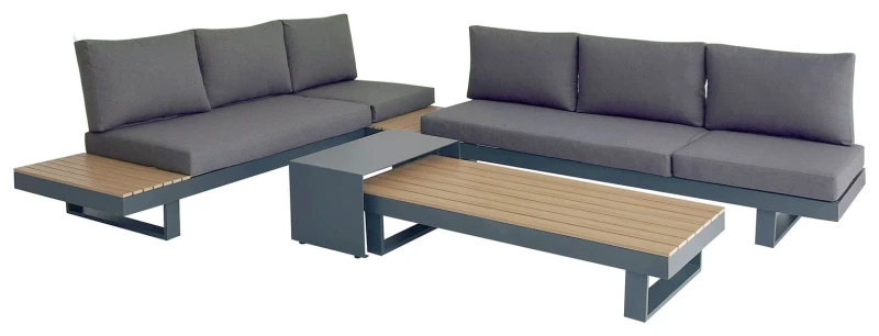 Image of Norfolk Leisure Lifestyle Easton Large Corner Set with Cushions and Sun Recliner Stone