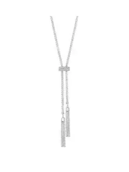 image of Mood Silver Crystal Diamante Tassel Lariat Necklace