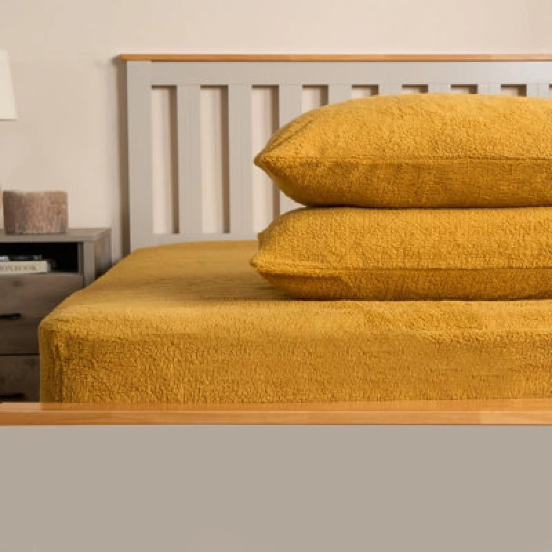 Image of OHS OHS 2 Pack Teddy Fleece Pillowcase Cover Bedding Set Thermal in Bright Yellow Size: Standard Pillow Case Bright Yellow Standard Pillow Case Unis