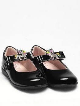 Image of Lelli Kelly Girls Wide Fit Bonnie Unicorn School Shoe, Black Patent, Size 9 Younger