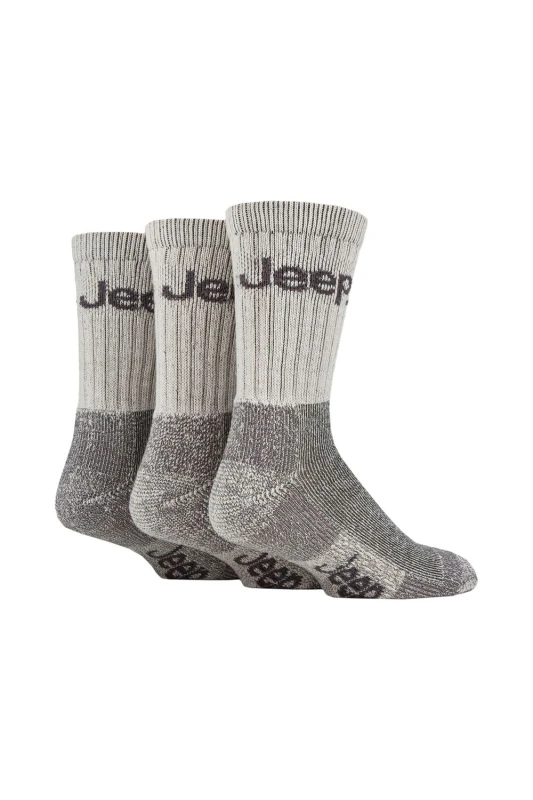 Image of Jeep 3 Pair Luxury Terrain Boot Socks Ecru