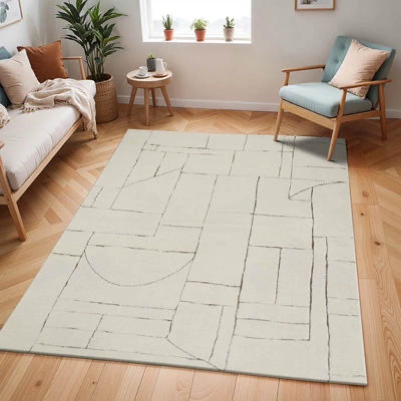 Image of Livabliss Scandi Modern High Pile Brown Lisa Area Rug 200 X 275cm - Easy Care, Non Shedding, Ideal For Living Room & Bedroom