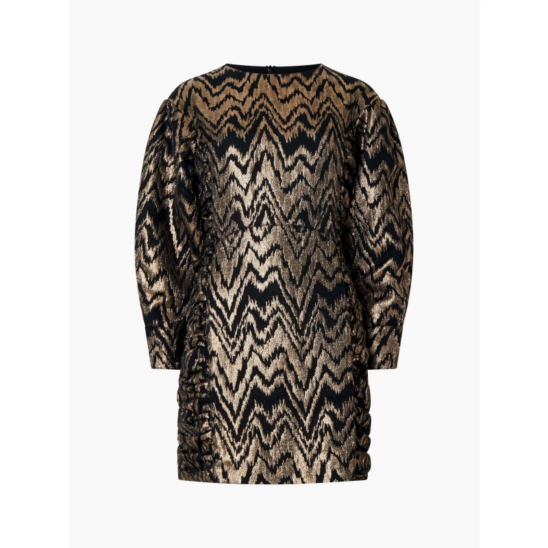 Image of French Connection Womens Ellery Eco Jacquard Mini Dress Blackout Copper female 8 (XS)