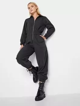 Image of PixieGirl Petite Zip Front Ls Jumpsuit, Black, Size 10, Women