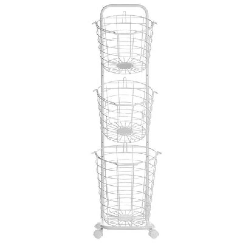 Image of Beliani Basket Stand Ayapal With Wheels Metal White