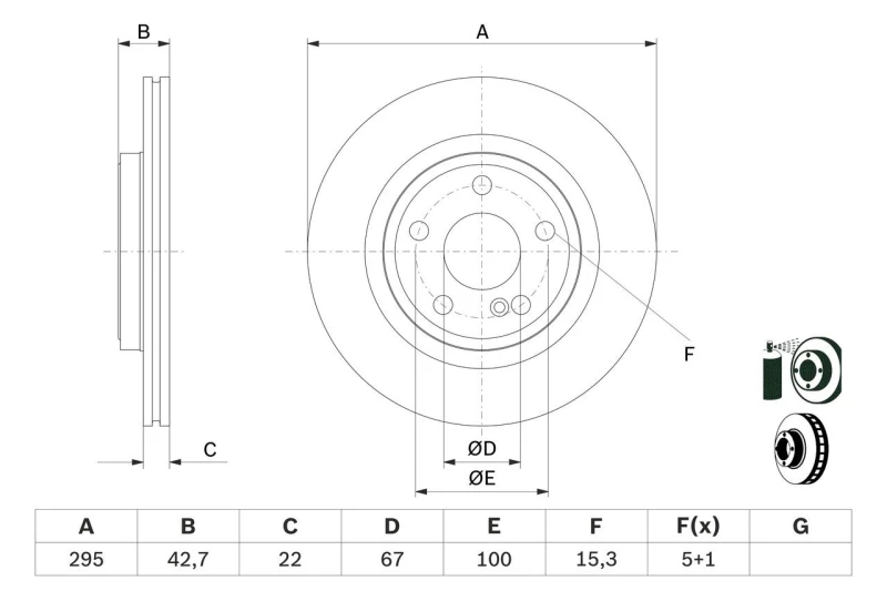 Image of Brake disc Bosch 0 986 479 F75