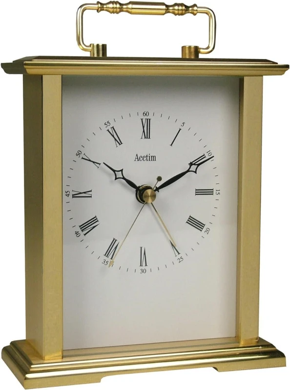 Image of Acctim Gainsborough Mantel Clock Quartz Polished Metal Carriage Clock Energy Efficient Movement in Gold Gold Unisex