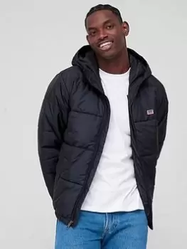 Image of Levis Telegraph Hooded Short Jacket - Black, Size S, Men
