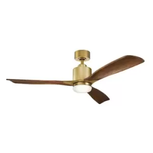 image of Kichler Ridley II Ceiling Fan with Light & Remote, 132cm Brass