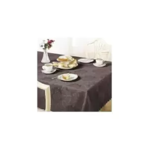 image of Table Cloth Damask Rose 63' Rd. Chocolate