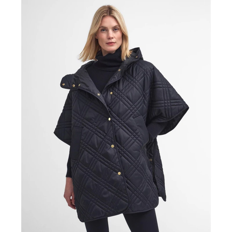 Image of Barbour Astor Quilted Cape - Black 12