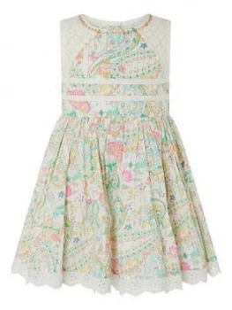 Monsoon Baby Girls Maya Paisley Dress - Ivory, Size 0-3 Months