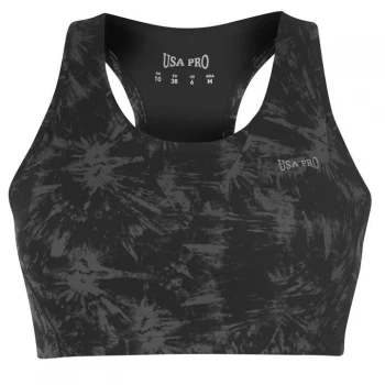 image of USA Pro Racer Back Sports Bra - Black Fossil