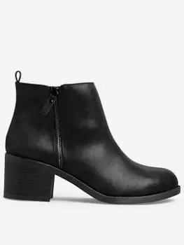 Image of Yours Extra Wide Fit Side Zip Block Heel Black, Size Eee, Women