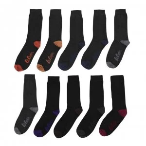 image of Lee Cooper 10 Pack Socks Mens - Black Asst