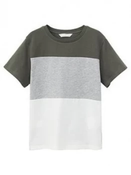 Image of Mango Boys Colour Block Tshirt - Khaki