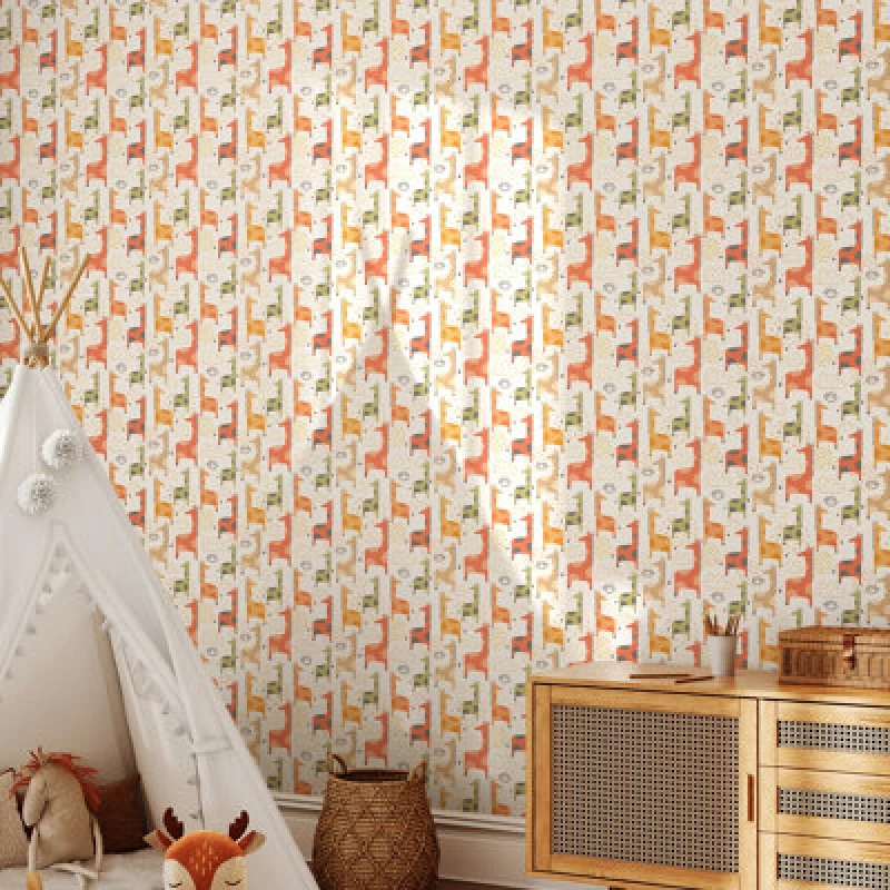 Image of Hoopla Walls Giraffe Friends Ginger Spice 10M Wallpaper