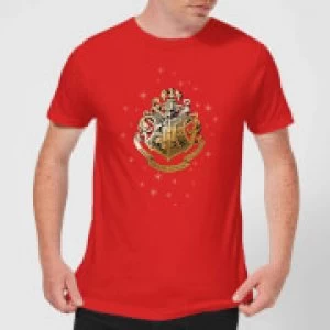 image of Harry Potter Star Hogwarts Gold Crest Mens T-Shirt - Red - L