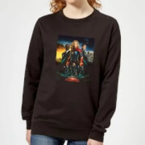 image of Captain Marvel Movie Starforce Poster Womens Sweatshirt - Black