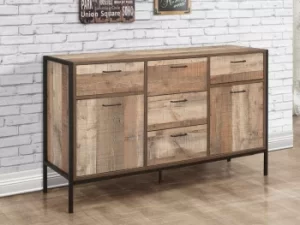 image of Birlea Urban Rustic 2 Door 5 Drawer Large Sideboard Flat Packed