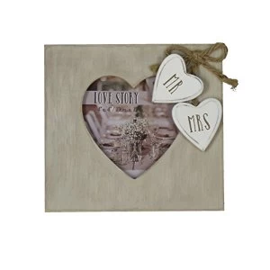 4" x 4" - Love Story Heart Shaped Photo Frame - Mr & Mrs